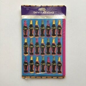 Coca Cola Bottles 8 Party Invitations Hallmark 1993 Pop Art Look USA Vintage NEW